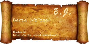 Berta József névjegykártya