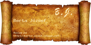 Berta József névjegykártya